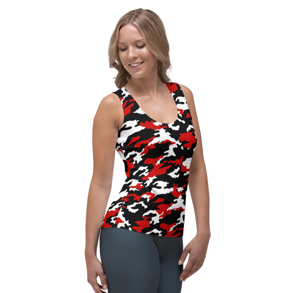 Women's Red and Black Camouflage Tank Top