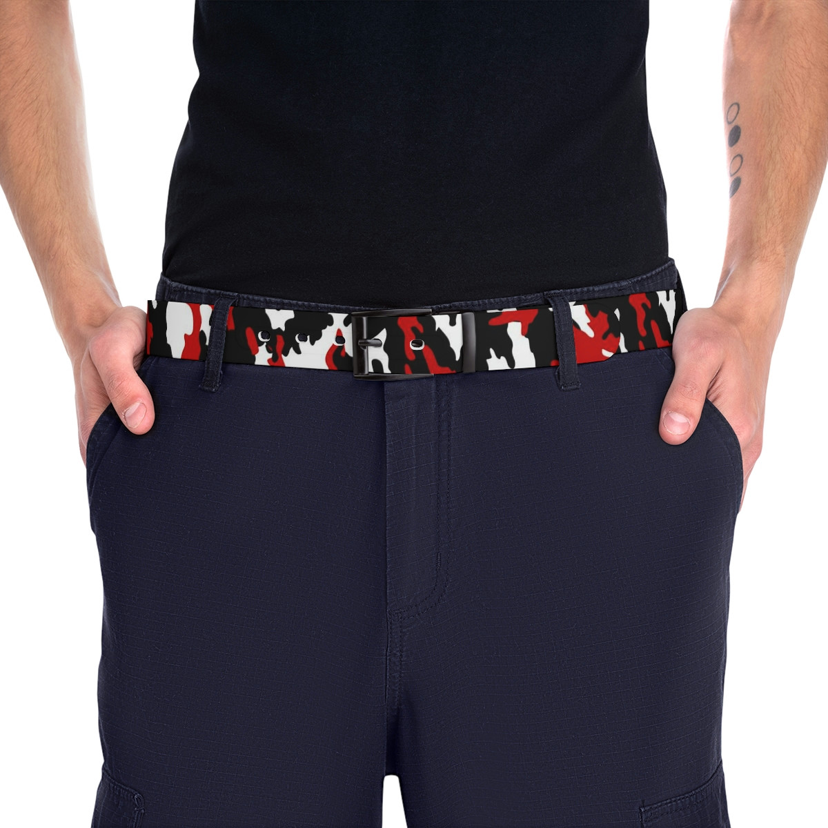 Red and Black Camouflage Belt