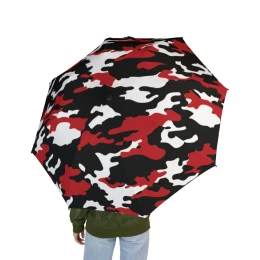 Foldable Umbrella - Red and Black Camouflage