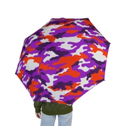 Foldable Umbrella - Orange and Purple Camouflage