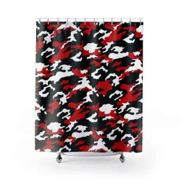 Red and Black Camouflage Shower Curtain