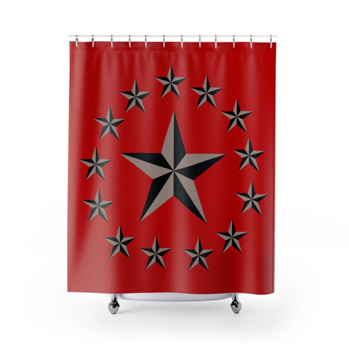 Gray Nautical Stars Shower Curtain