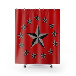 Gray Nautical Stars Shower Curtain