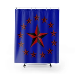 Red Nautical Stars Shower Curtain
