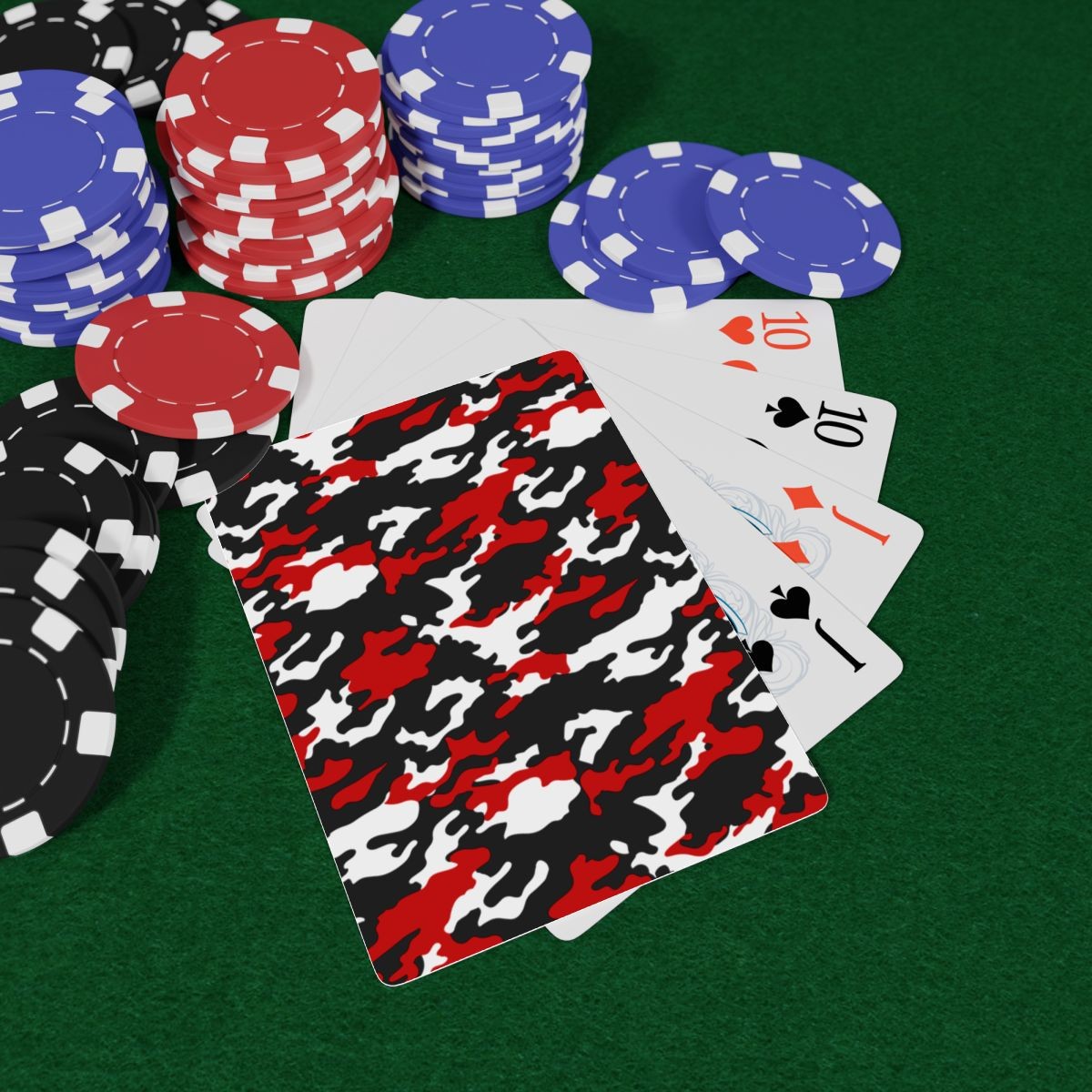 Red and Black Camouflage Playing Cards