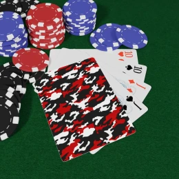 Red and Black Camouflage Playing Cards