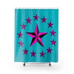 Pink Nautical Stars Shower Curtain