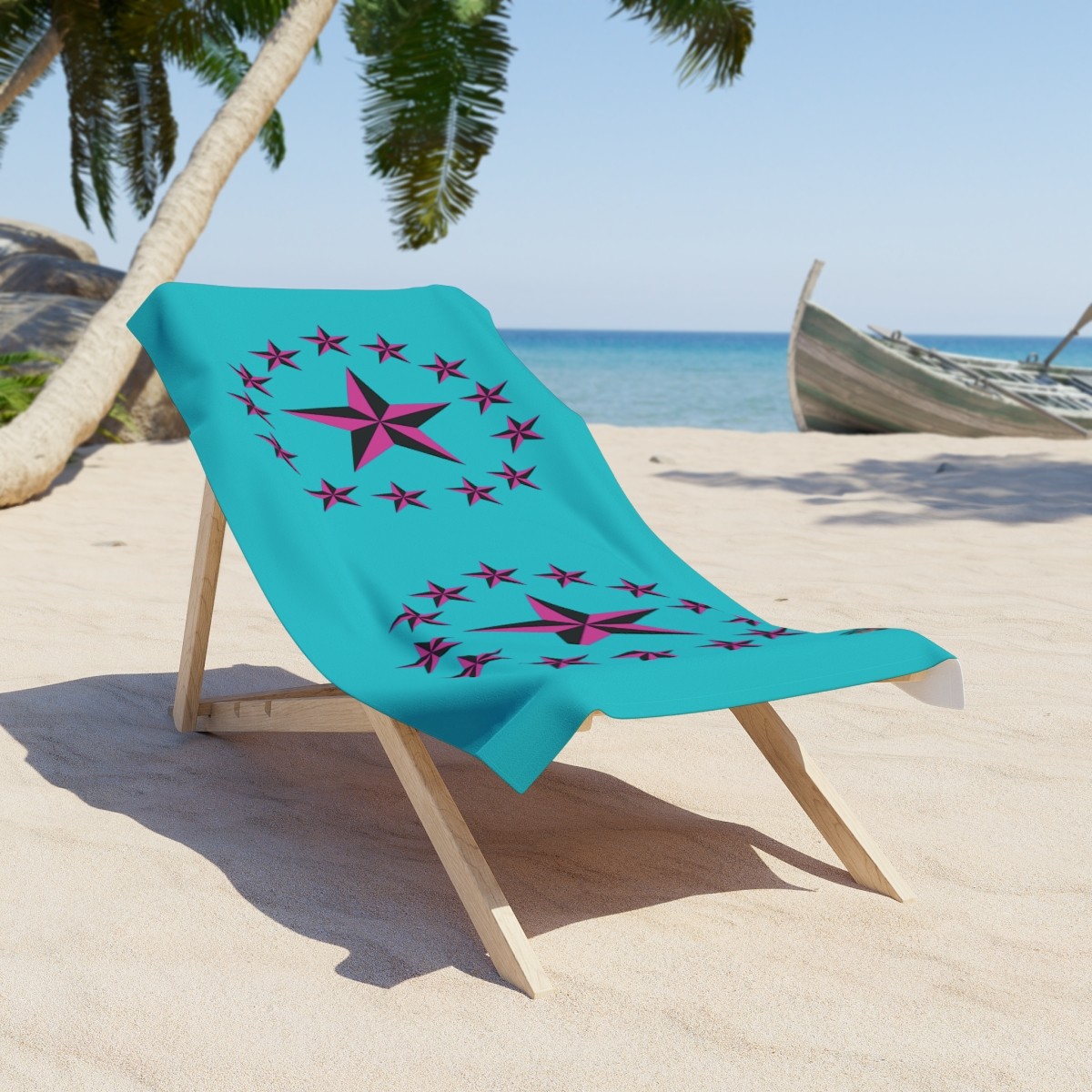 Pink Nautical Stars Beach Towel