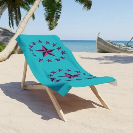 Pink Nautical Stars Beach Towel