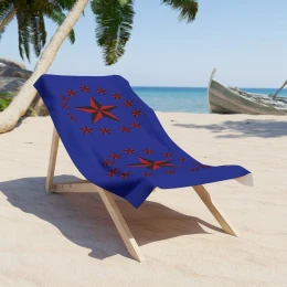 Red Nautical Stars Beach Towel