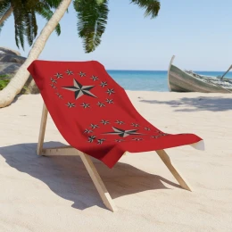 Gray Nautical Stars Beach Towel