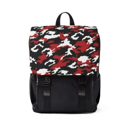 Black and Red Camo Casual Shoulder Backpack