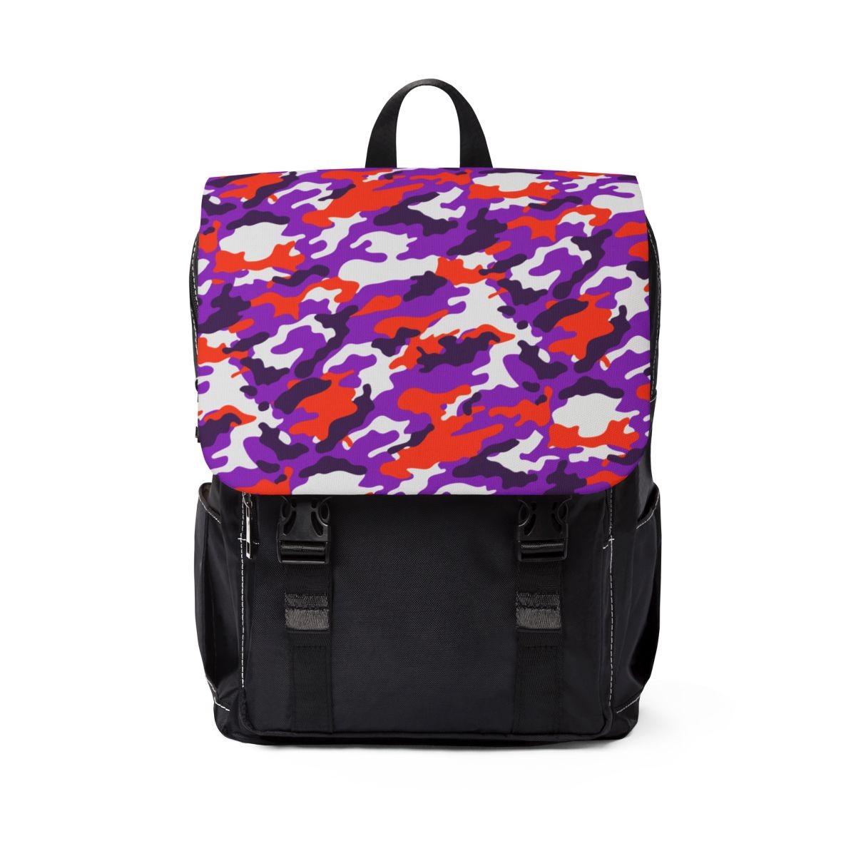 Orange and Purple Camo Casual Shoulder Backpack