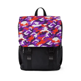 Orange and Purple Camo Casual Shoulder Backpack