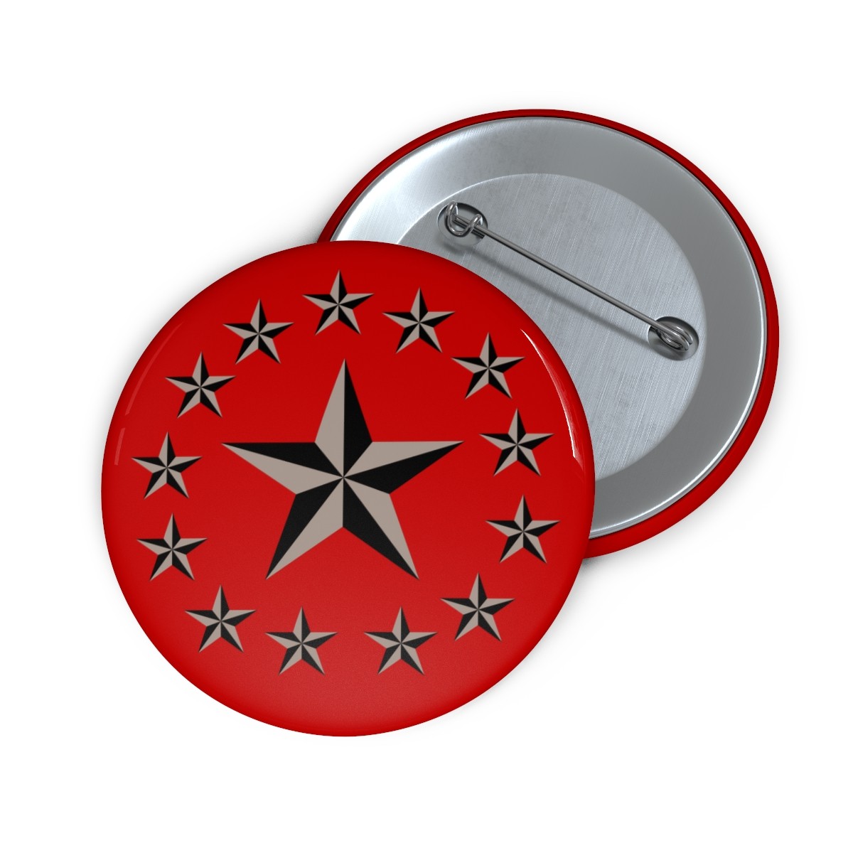 Gray Nautical Stars Pin Button
