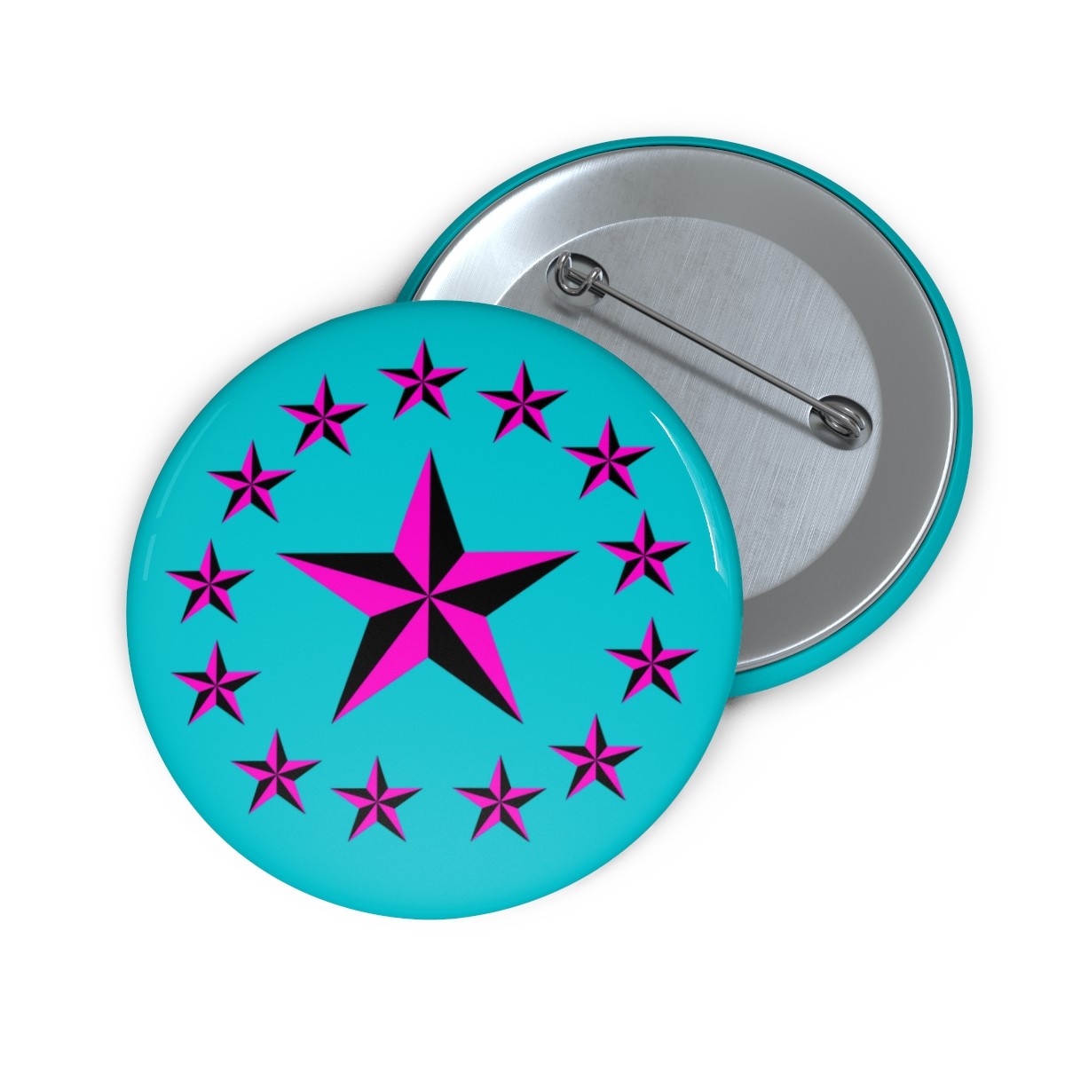 Pink Nautical Stars Pin Button