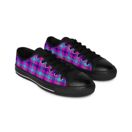 Pink and Teal Plaid Sneakers