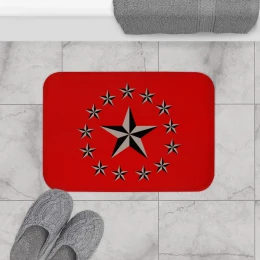 Gray Nautical Stars Bath Mat