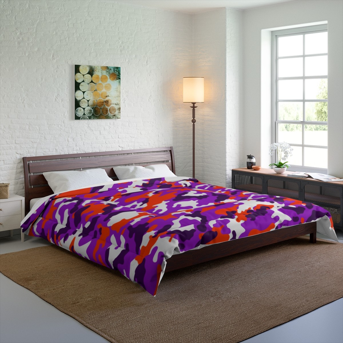 Orange and Purple Camo Comforter