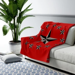 Gray Nautical Stars Fleece Blanket