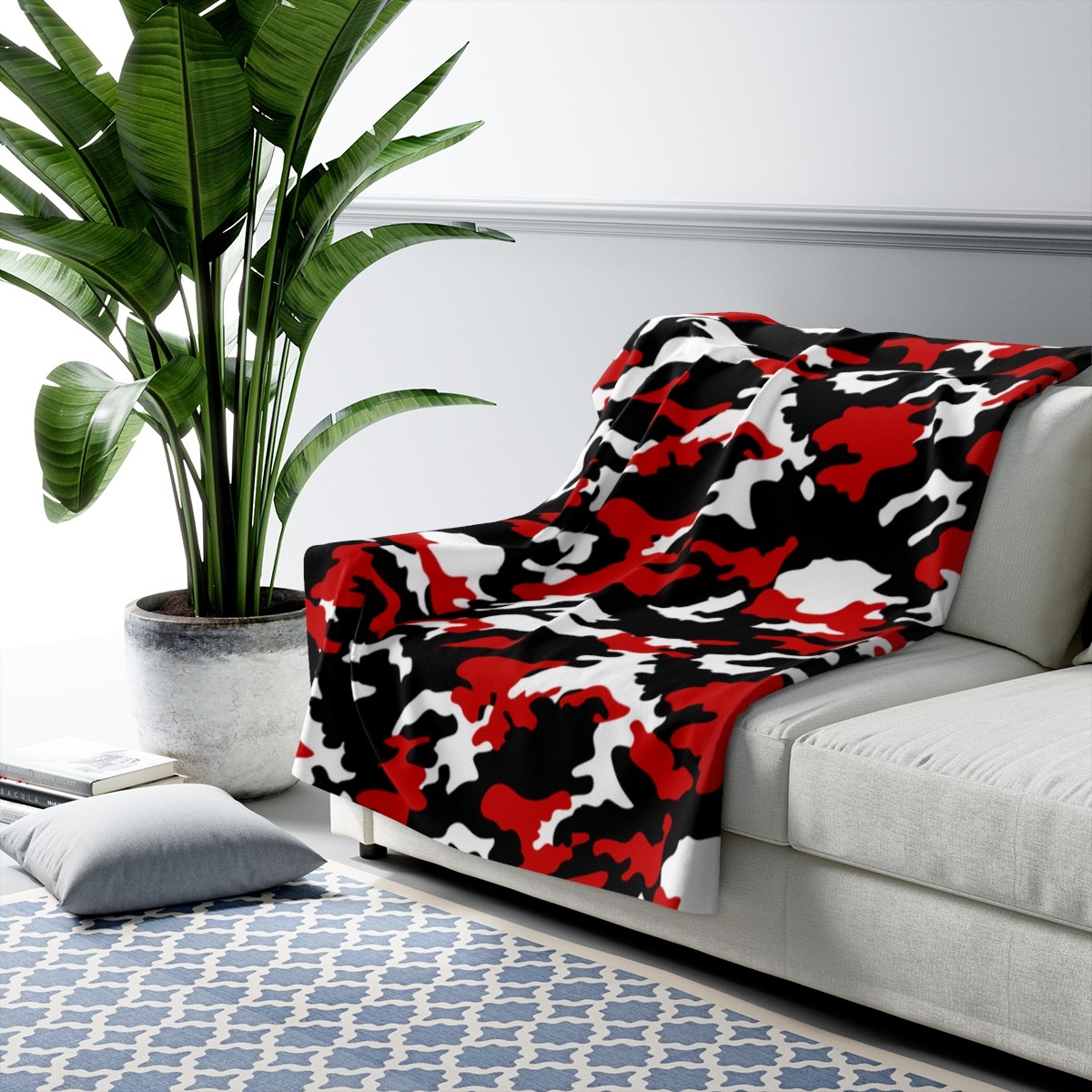 Red and Black Camo Fleece Blanket