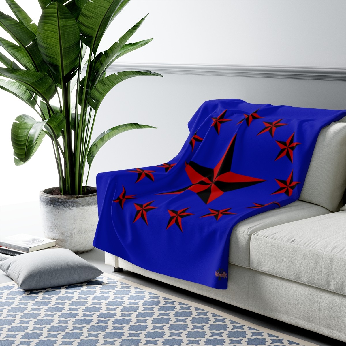Red Nautical Stars Fleece Blanket