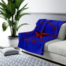 Red Nautical Stars Fleece Blanket