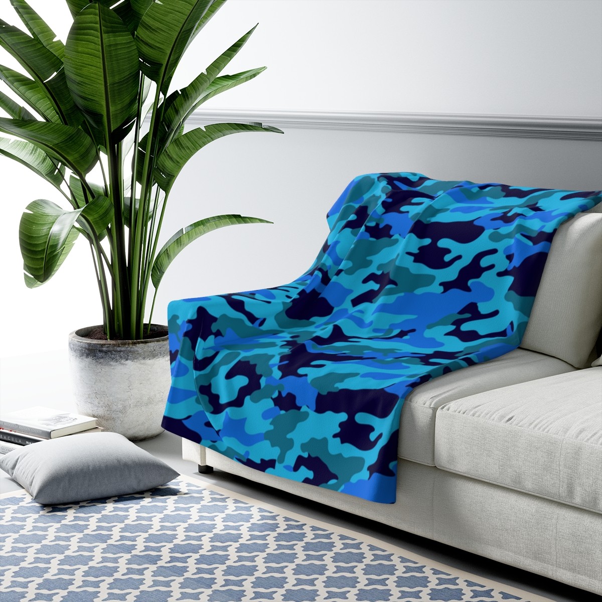 Blue Camo Fleece Blanket