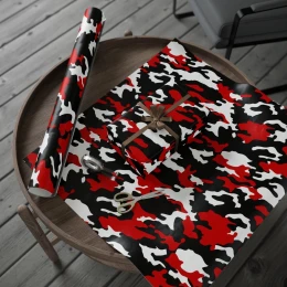 Red and Black Camouflage Wrapping Paper