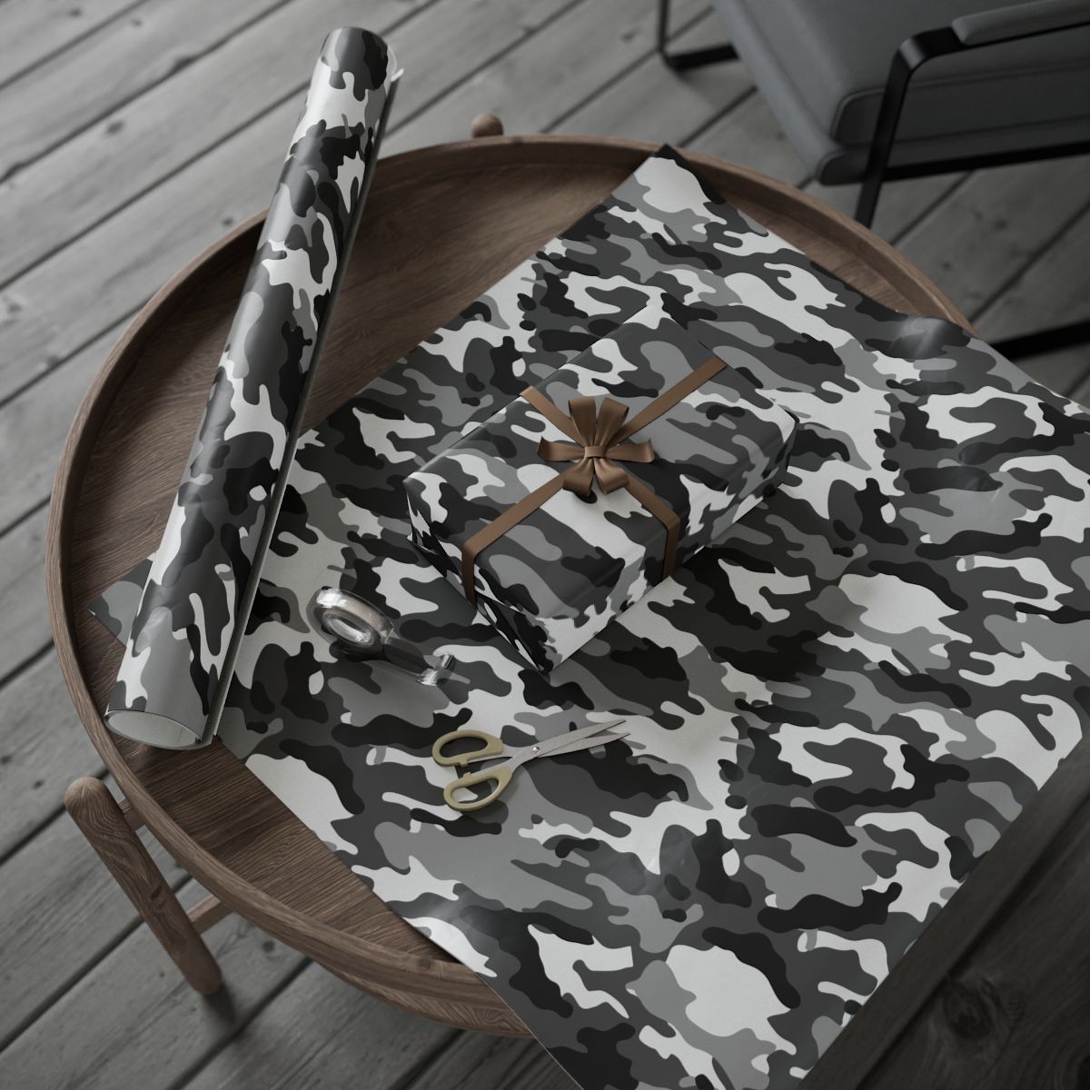 Gray Camouflage Wrapping Paper