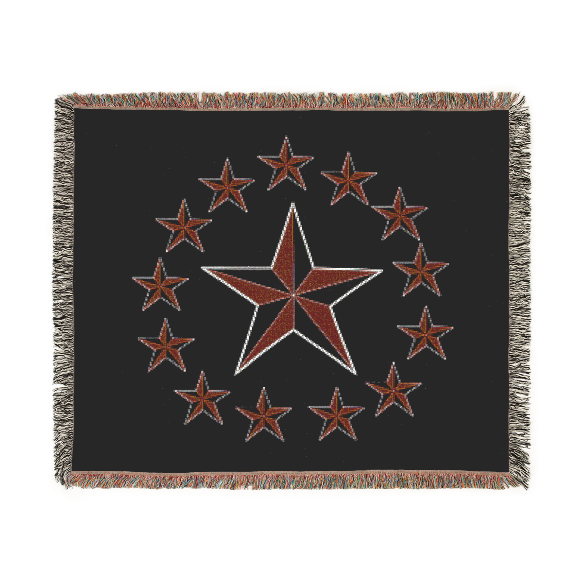 Red Nautical Stars Woven Blanket