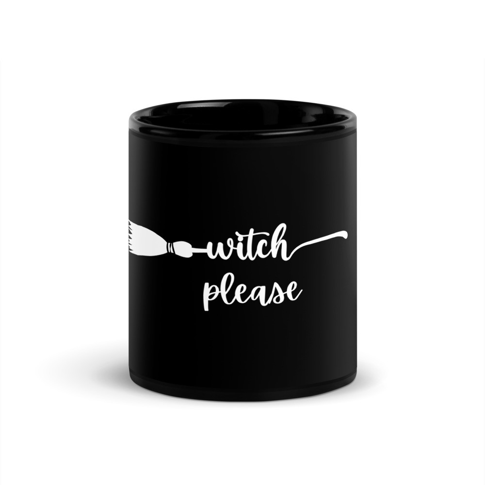 Halloween Witch Please Black Glossy Mug