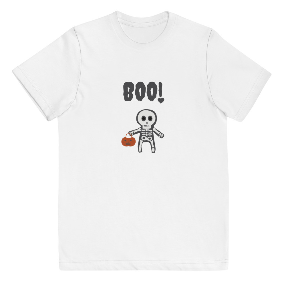 Halloween Cute Boo Skeleton Kids Youth jersey t-shirt
