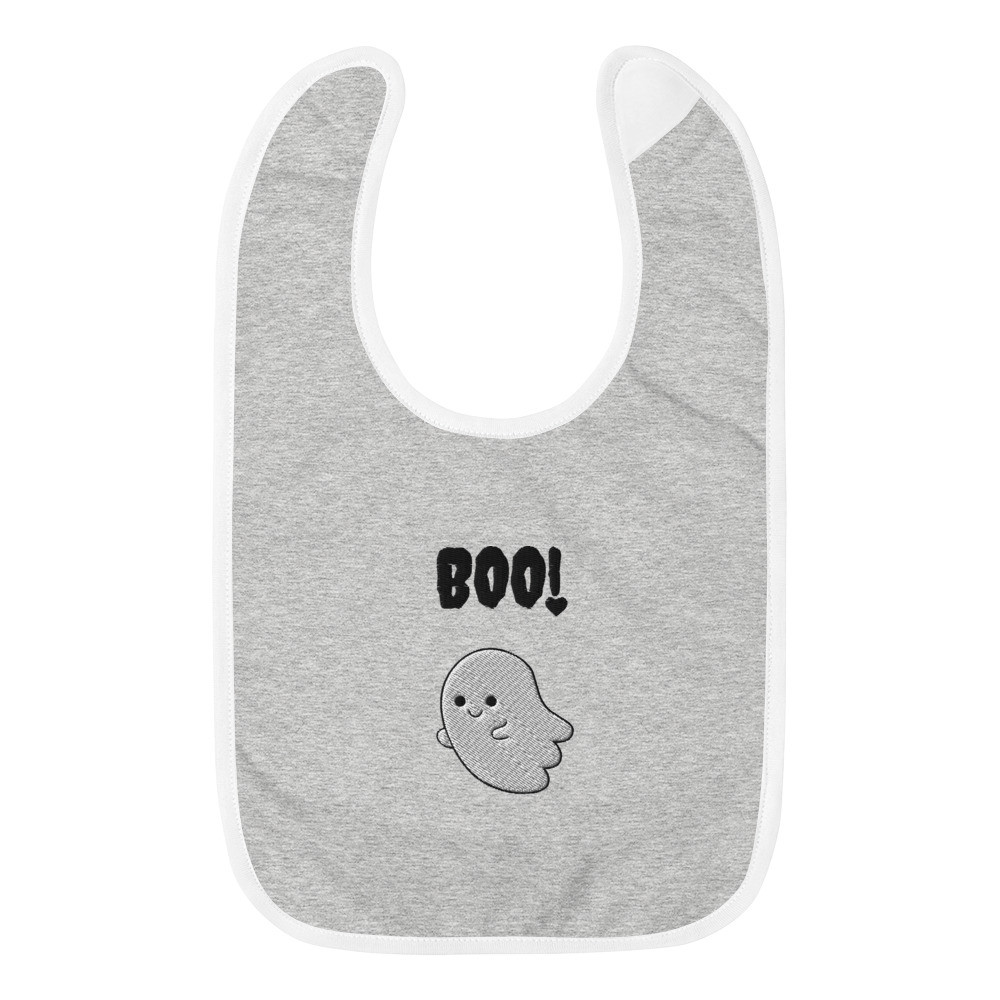 Halloween Cute Boo Ghost Embroidered Baby Bib