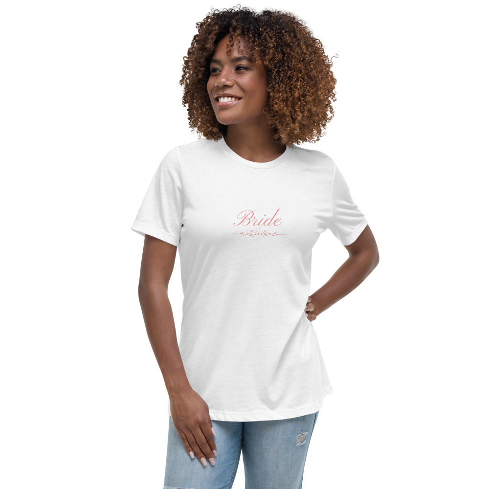 Bride Script Women's Relaxed T-Shirt pink bridal shower bachelorette party