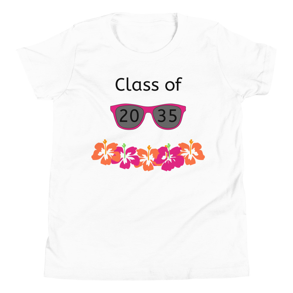 Class of 2035 sunglasses flowers Kids Youth Short Sleeve T-Shirt