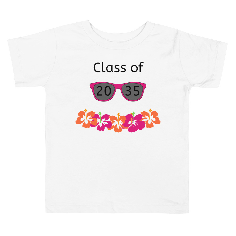 Class of 2035 sunglasses flowers Toddler Short Sleeve Tee