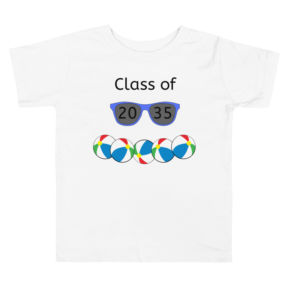 Class of 2035 sunglasses beachballs Toddler Short Sleeve Tee