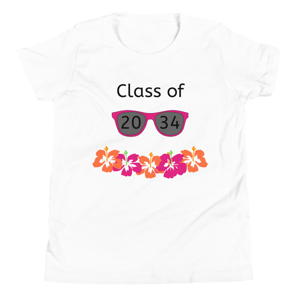 Class of 2034 sunglasses flowers Youth Short Sleeve T-Shirt
