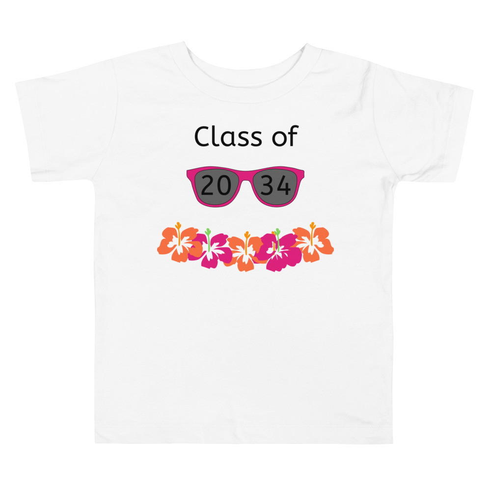 Class of 2034 sunglasses flowers Toddler Short Sleeve Tee