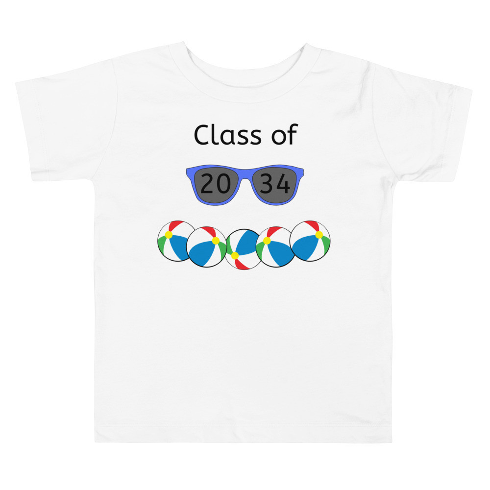 Class of 2034 sunglasses beachballs Toddler Short Sleeve Tee