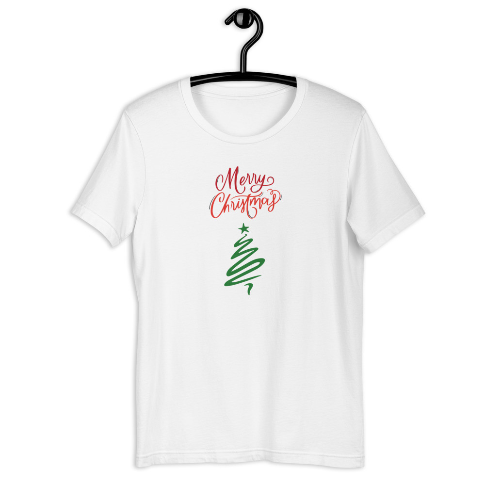 Merry Christmas modern green tree Unisex t-shirt