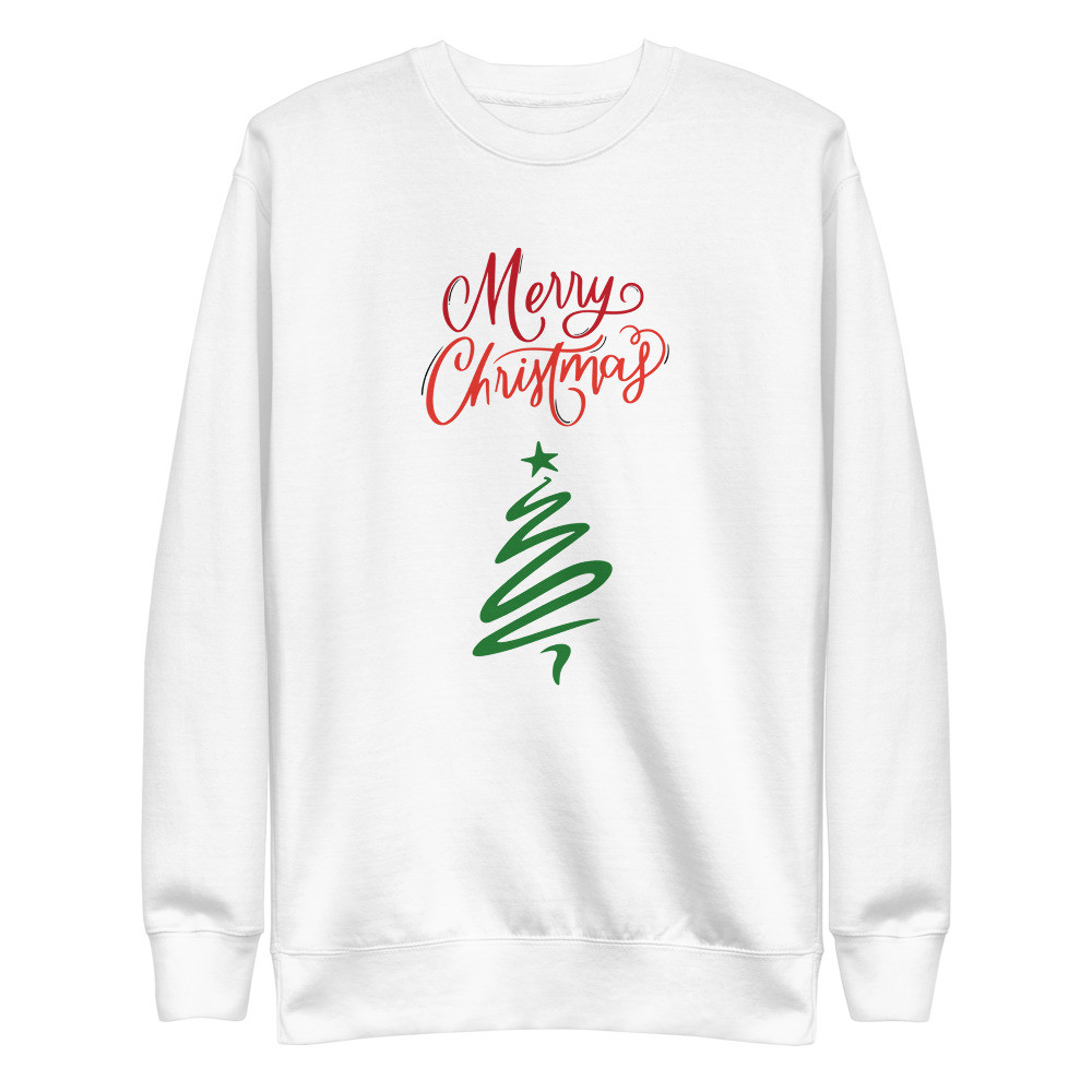 Merry Christmas modern green tree Unisex Premium Sweatshirt