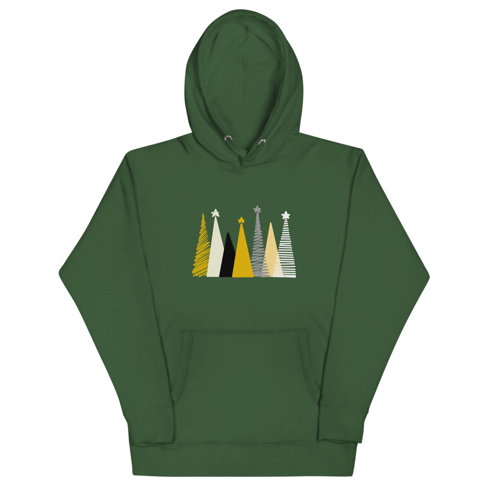 Multi colored Christmas trees Unisex Hoodie