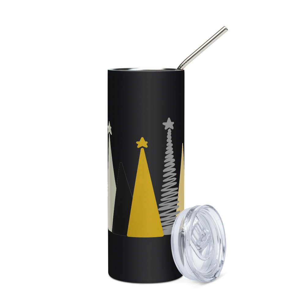 Christmas multi colored trees Stainless steel tumbler