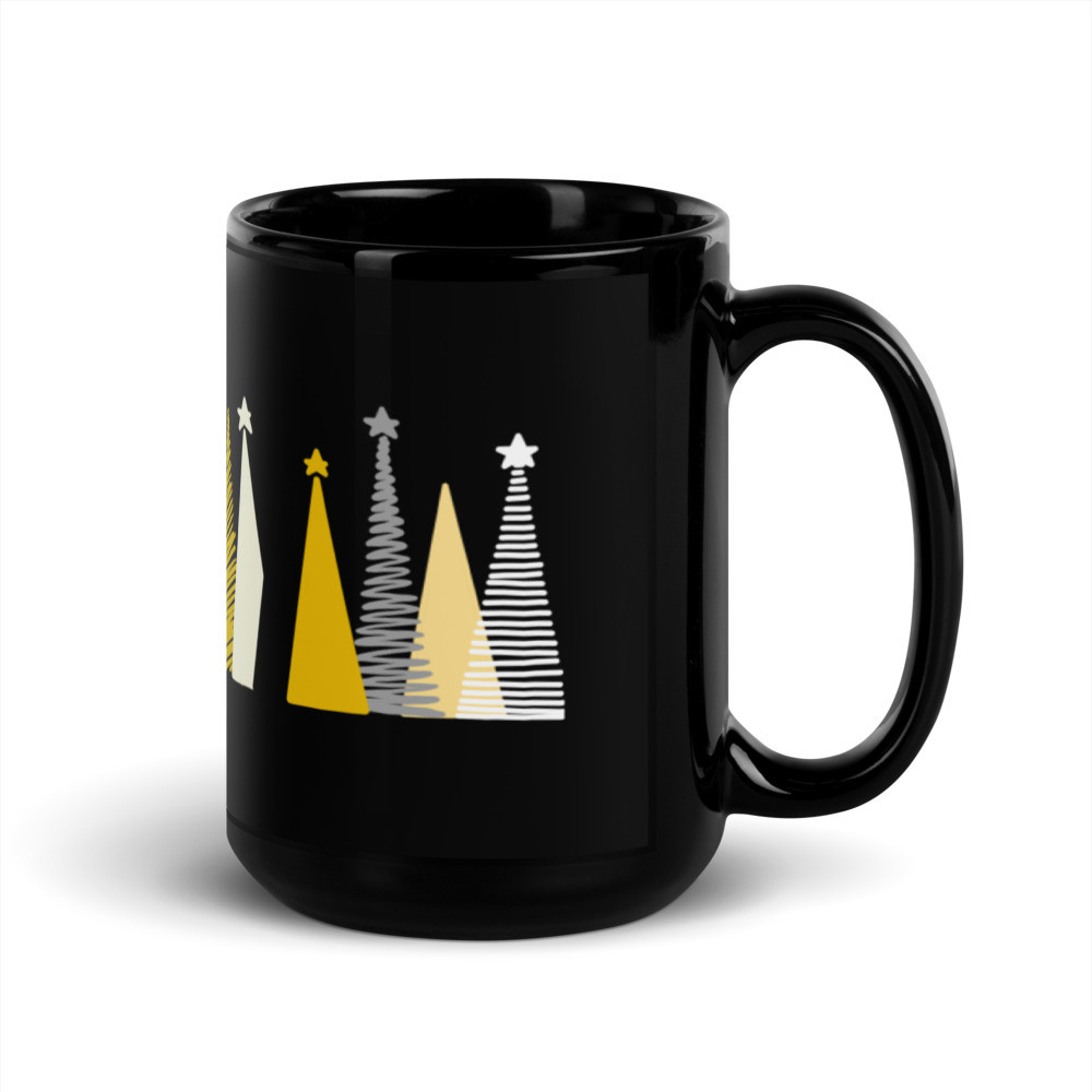 Christmas multi colored trees Black Glossy Mug
