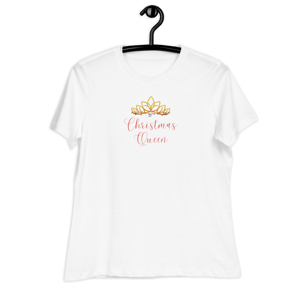 Christmas Queen Women's Relaxed T-Shirt gold crown red