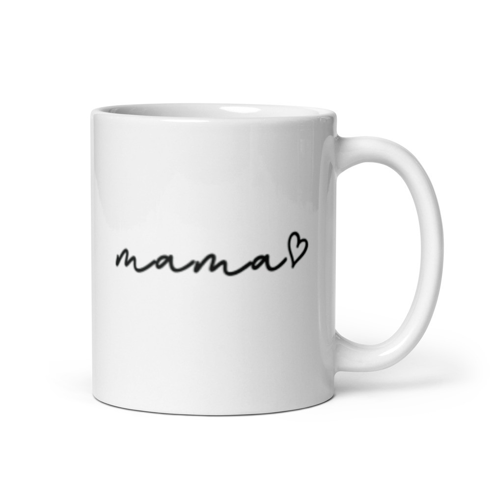 Mama with heart White glossy mug