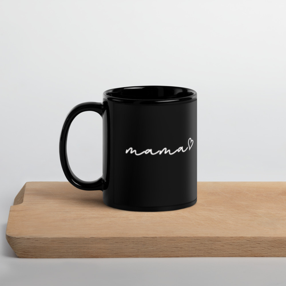 Mama with heart Black Glossy Mug