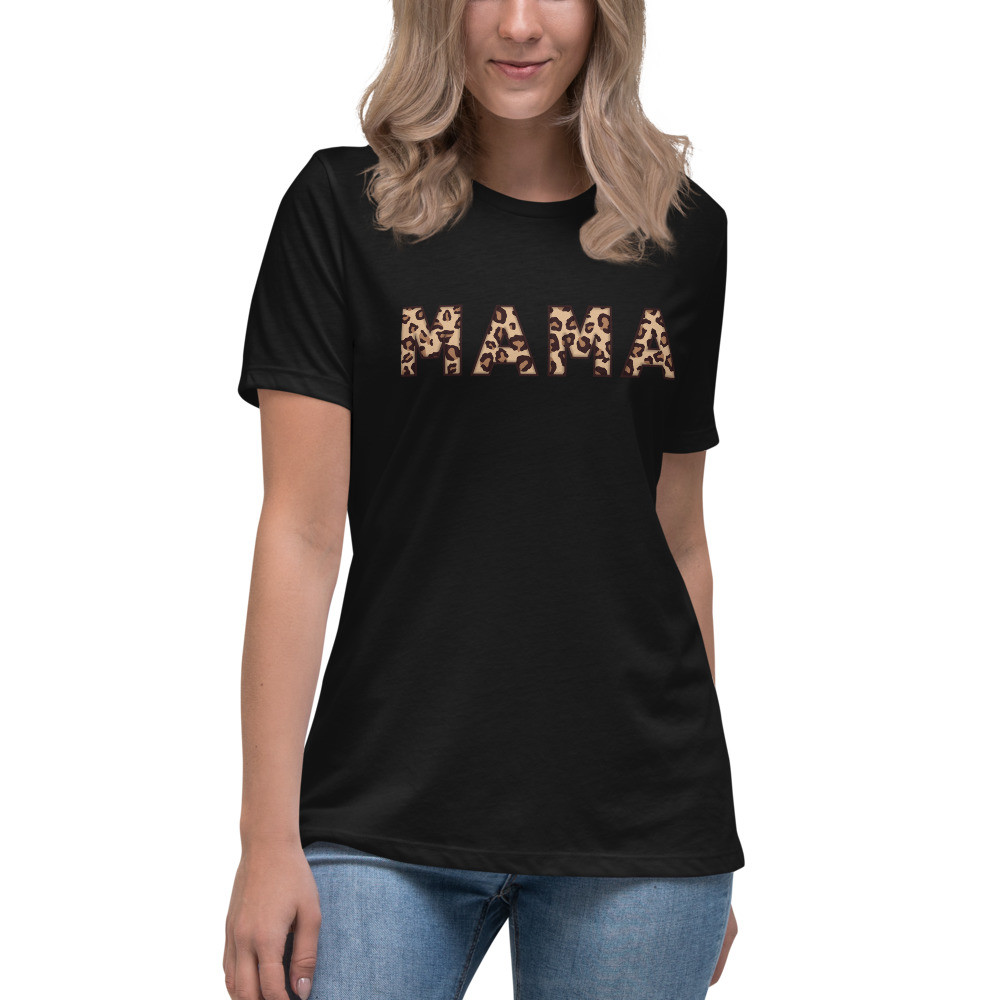 MAMA leopard letters Women's Relaxed T-Shirt
